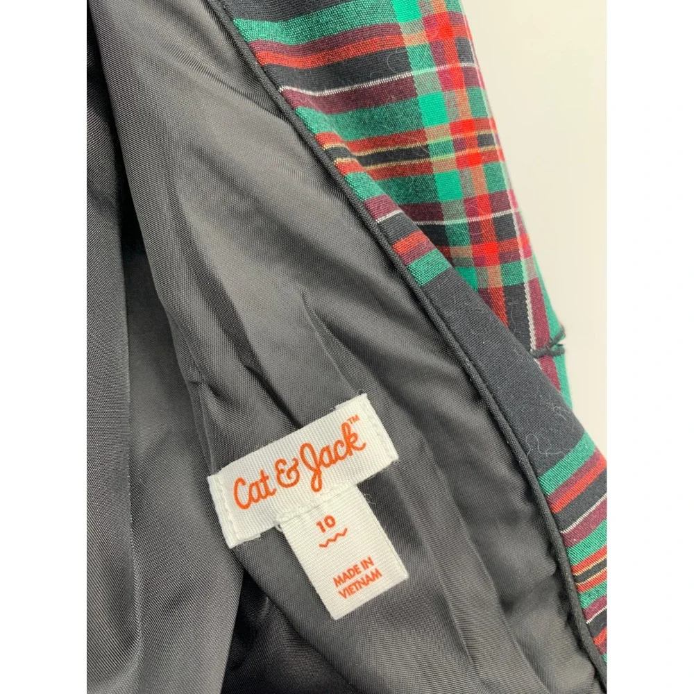 Cat & Jack Blazer Jacket Boys 10 Green Red Plaid Tartan Holiday Formal